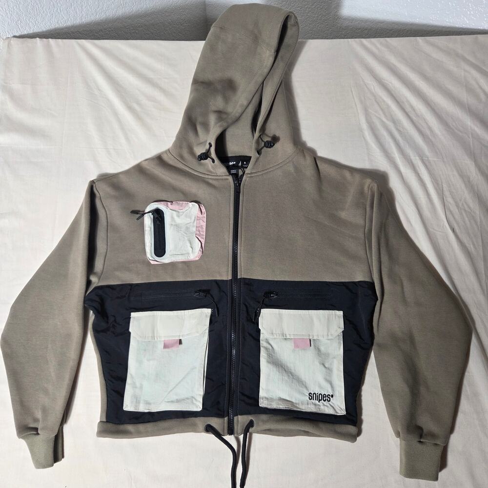 NWT Snipes Olive Utility Cropped Full Zip Hoodie Cargo Pockets Size S